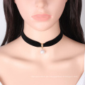 Neueste Design Black Velvet Perlen Halskette, Black Velvet Perle Gold Anhänger Choker Halskette